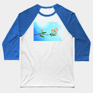 Blue sky gradient composition with blooming spring branch Baseball T-Shirt